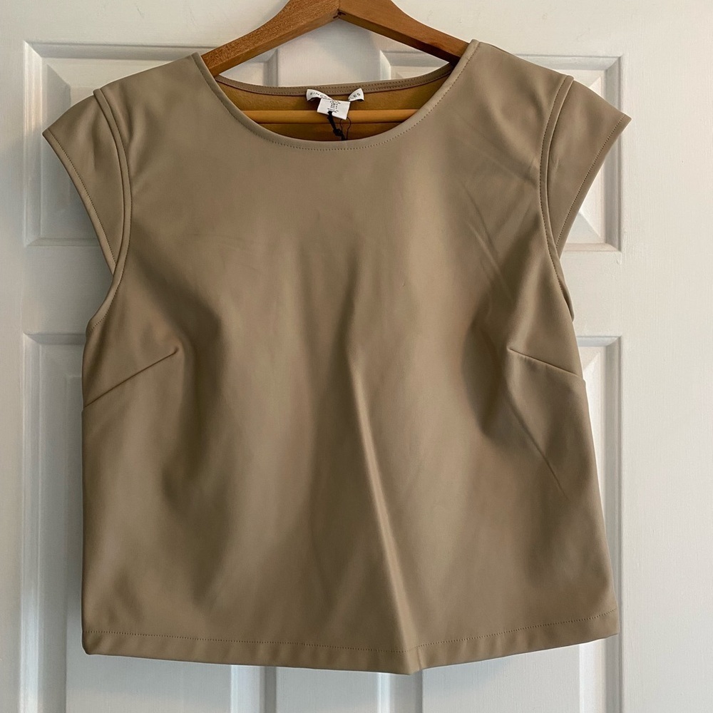 Sincerely Jules Faux Leather Cap Sleeve Top Size L